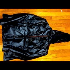 Leather jacket with hoodie